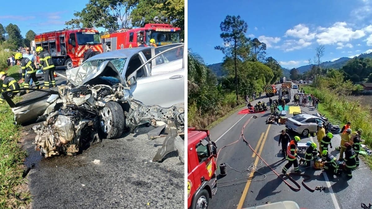 Acidente Grave na BR-470: Quatro Feridos e Filas se Formam em SC Após Colisão Frontal